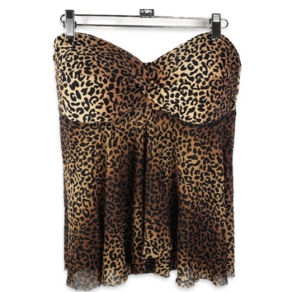 Merona Cheetah print tankini swimsuit top size M - Picture 6 of 14